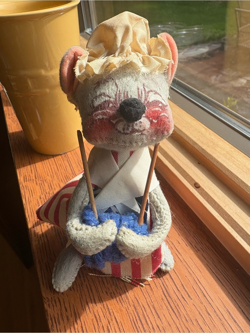 Rare Vintage Annalee Mobilitee Mouse 🇺🇸 Doll Patriot Knitting 1971 Betsey Ros